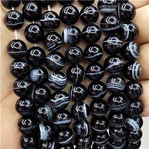 Natural Black Stripe Agate Beads Smooth Round, approx 12mm dia