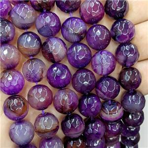 Natural Agate Beads Faceted Round Purple Dye, approx 14mm dia