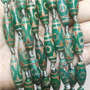 Green Tibetan Agate Rice Beads Evil Eye, approx 10-30mm