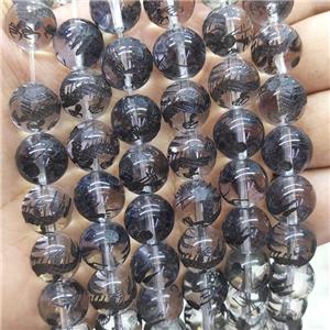 Natural Clear Quartz Beads Round Carved, approx 14mm dia