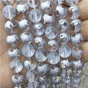 Natural Clear Quartz Beads Round Carved, approx 12mm dia