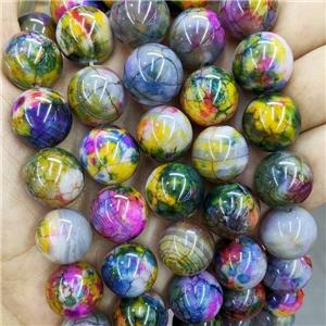 Natural Agate Beads Multicolor Heat Smooth Round, approx 16mm dia