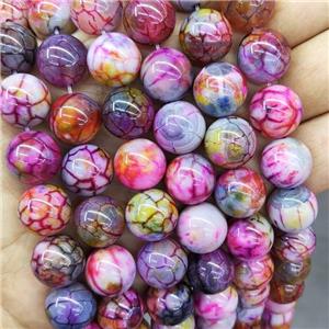 Natural Veins Agate Beads Multicolor Dye Smooth Round, approx 14mm dia