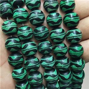 Tibetan Agate Beads Green Round, approx 14mm dia