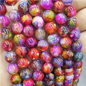 Natural Agate Beads Fire Multicolor Heat Dye Smooth Round, approx 10mm dia