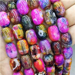 Natural Agate Beads Multicolor Dye Barrel, approx 13-18mm, 22pcs per st