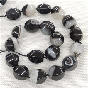 Natural Agate Druzy Lantern Beads Black Dye, approx 16-18mm