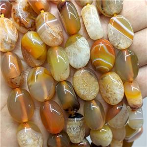 Druzy Agate Oval Beads Orange Dye, approx 14-18mm