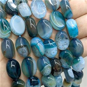 Druzy Agate Oval Beads Blue Dye, approx 14-18mm