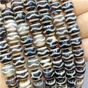 Tibetan Agate Beads Black Wave Faceted Round, approx 10mm, 38pcs per st