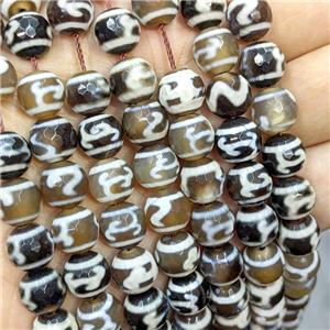 Tibetan Agate Beads Black Faceted Round, approx 10mm, 38pcs per st