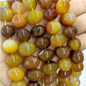 Natural Stripe Agate Egg Beads Amberyellow Dye, approx 15-20mm