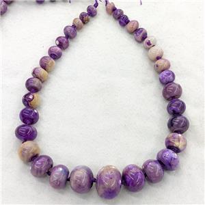 Natural Agate Rondelle Beads Graduated Purple Dye Smooth, approx 12-30mm