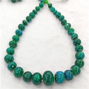 Natural Agate Rondelle Beads Graduated Green Dye Smooth, approx 12-30mm