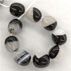 Natural Druzy Agate Barrel Beads White Black, approx 20-22mm, 9pcs per st