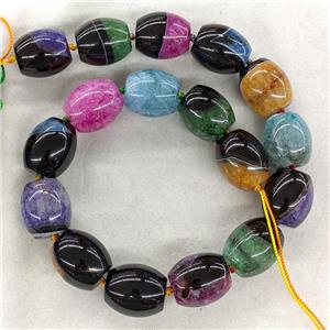 Natural Druzy Agate Barrel Beads Dye Mixed Color, approx 18-22mm