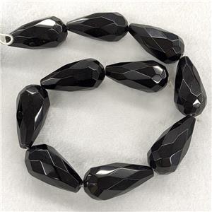 Natural Black Obsidian Beads Faceted Teardrop, approx 19-40mm