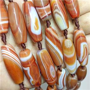 Stripe Agate Rice Beads Red Dye, approx 14-40mm, 8pcs per st