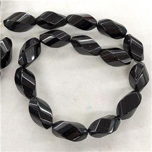 Natural Black Obsidian Twist Beads, approx 15-30mm