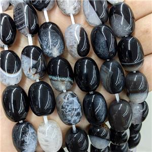 Natural Agate Druzy Barrel Beads White Black, approx 13-18mm