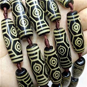 Tibetan Agate Rice Beads Black Yellow Eye, approx 14-40mm, 8pcs per st