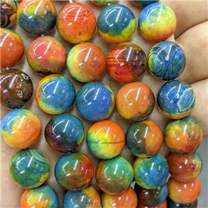 Natural Agate Beads Multicolor Dye Smooth Round, approx 14mm