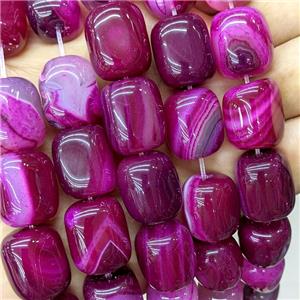 Natural Stripe Agate Tube Beads Hotpink Dye, approx 15-20mm