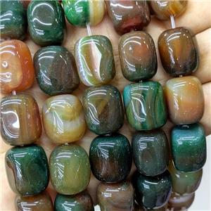 Natural Stripe Agate Tube Beads Redgreen Dye, approx 15-20mm