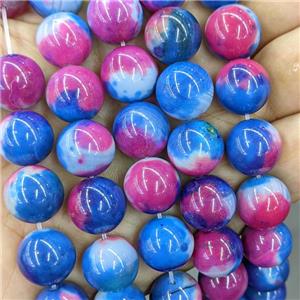 Natural Agate Beads Blue Red Dye Smooth Round, approx 14mm dia