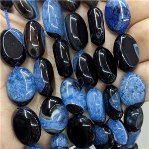 Blue Druzy Agate Oval Beads Dye, approx 15-20mm