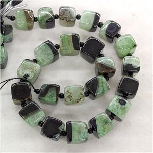 Natural Agate Druzy Cube Beads Green Dye, approx 15mm