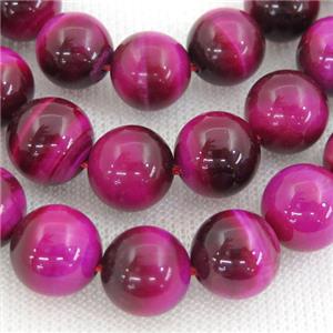 hotpink Tiger eye stone beads, round, approx 6mm dia