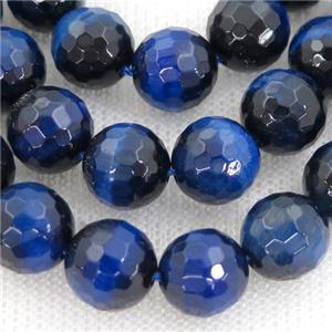 blue Tiger eye stone beads, faceted round, approx 10mm dia