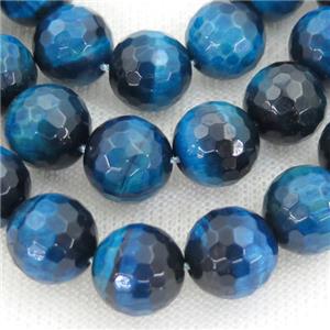 blue Tiger eye stone beads, faceted round, approx 6mm dia