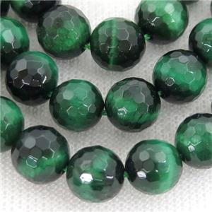 green Tiger eye stone beads, faceted round, approx 6mm dia