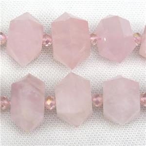 Rose Quartz bullet beads, approx 15-30mm