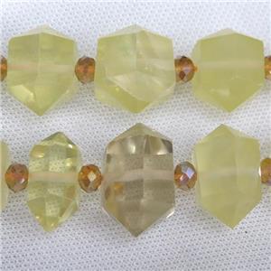 Lemon Quartz bullet beads, approx 15-30mm