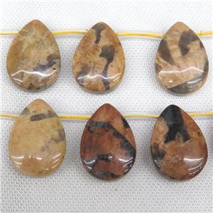 Australian Zebra Jasper teardrop beads, topdrilled, approx 25-35mm