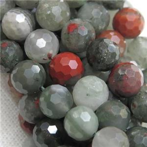 faceted round African Bloodstone beads, approx 8mm dia