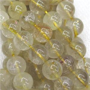 Gold Rutilated Quartz Beads, round, approx 12mm dia