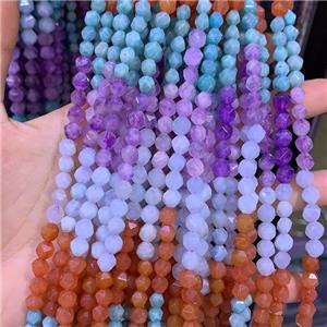 mix Gemstone Beads, star-cutting, approx 6mm dia