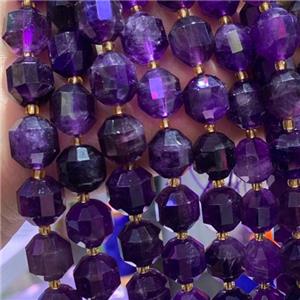 darkpurple Amethyst Beads, faceted bullet, approx 10mm dia