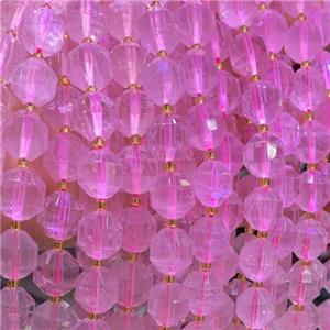 Rose Quartz bullet beads, faceted bullet, approx 12mm dia