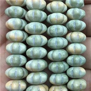 dichromatic green Alashan Agate Beads, pumpkin, approx 15mm dia