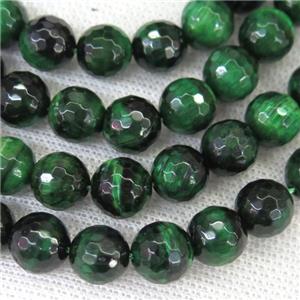 faceted round green Tiger eye stone beads, approx 6mm dia