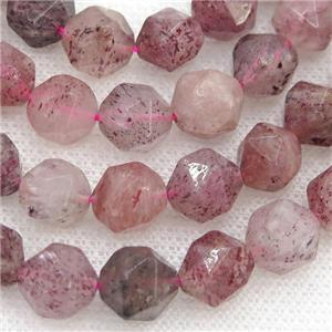 Strawberry Quartz Beads, faceted round, starcut, approx 10mm dia