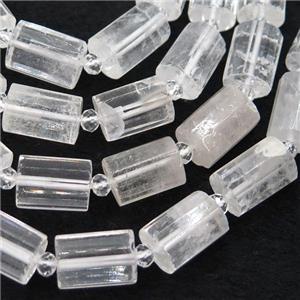 Clear Quartz tube Beads, faceted column, approx 10x14mm