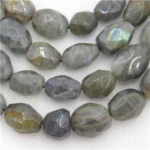 Labradorite Beads, faceted freeform, approx 12-16mm