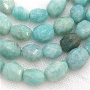 green Amazonite Beads, faceted freeform, approx 12-16mm