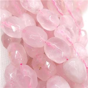 Rose Quartz beads, faceted freeform, approx 12-16mm